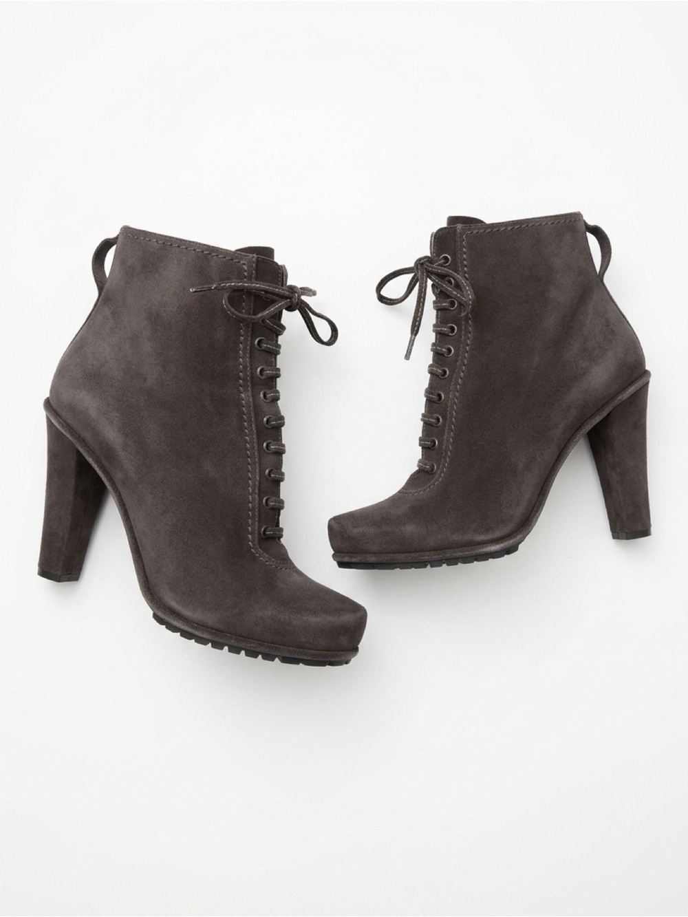 Miu Miu Gray Suede Lace Up Ankle Boots Size 40.5